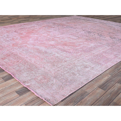 Overdyed & Vintage Wool Hand Knotted Rug Pink Pink 9.5X12.10 -O086930