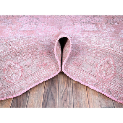 Overdyed & Vintage Wool Hand Knotted Rug Pink Pink 9.5X12.10 -O086930
