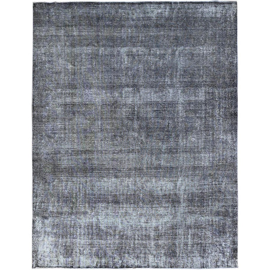 Overdyed & Vintage Wool Hand Knotted Rug Grey Gray 9.6X12.4 -O086931