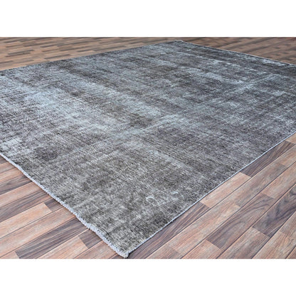 Overdyed & Vintage Wool Hand Knotted Rug Grey Gray 9.6X12.4 -O086931