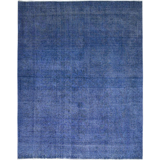 Overdyed & Vintage Wool Hand Knotted Rug Blue Blue 9.11X12.7 -O086933