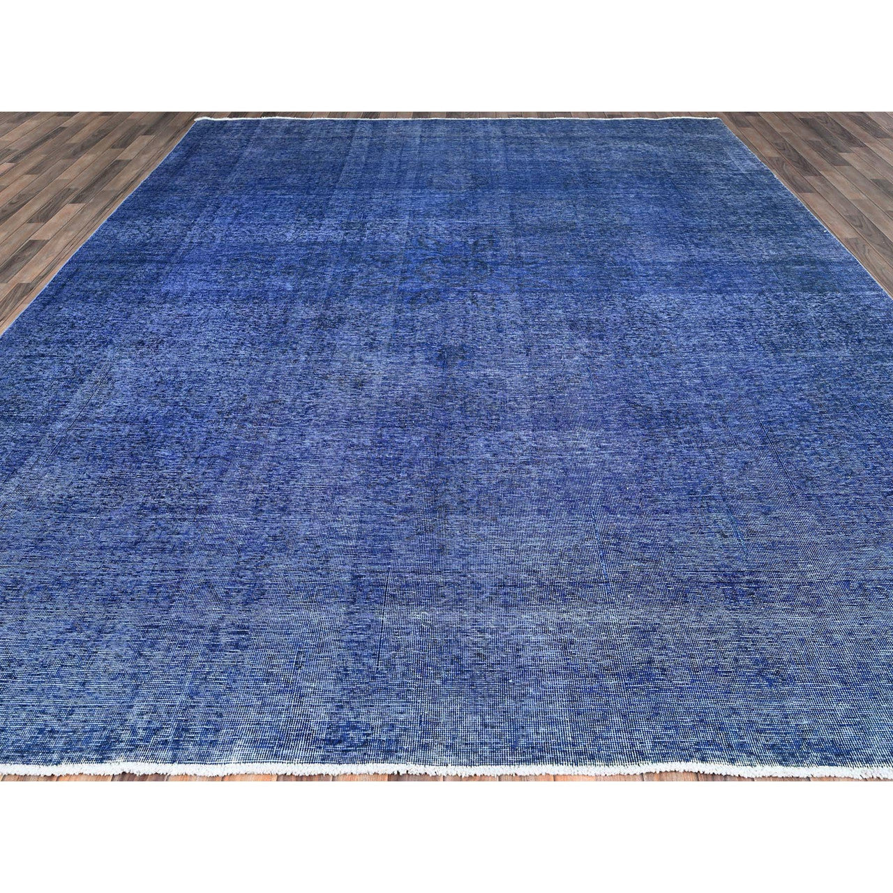 Overdyed & Vintage Wool Hand Knotted Rug Blue Blue 9.11X12.7 -O086933
