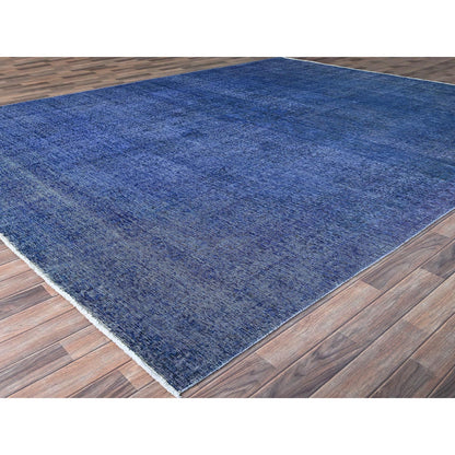 Overdyed & Vintage Wool Hand Knotted Rug Blue Blue 9.11X12.7 -O086933