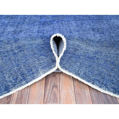 Overdyed & Vintage Wool Hand Knotted Rug Blue Blue 9.11X12.7 -O086933