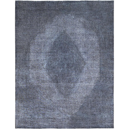 Overdyed & Vintage Wool Hand Knotted Rug Grey Gray 9.9X12.7 -O086935