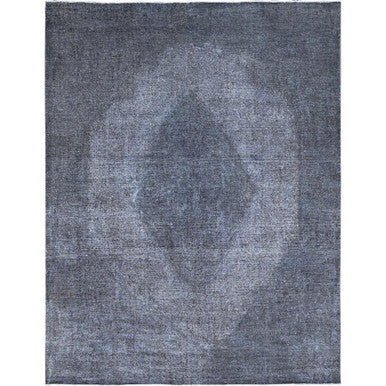 Overdyed & Vintage Wool Hand Knotted Rug Grey Gray 9.9X12.7 -O086935