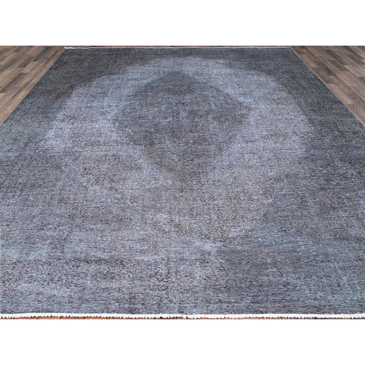 Overdyed & Vintage Wool Hand Knotted Rug Grey Gray 9.9X12.7 -O086935