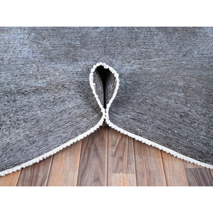 Overdyed & Vintage Wool Hand Knotted Rug Grey Gray 9.9X12.7 -O086935