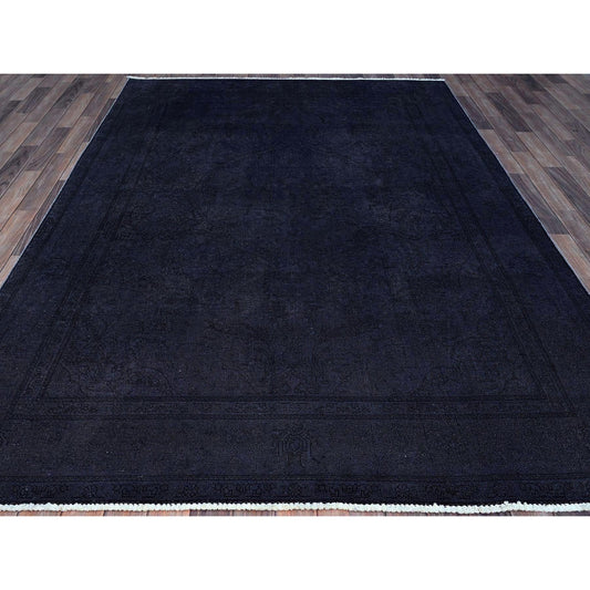 Overdyed & Vintage Wool Hand Knotted Rug Black Black 6.5X9.5 -O086936