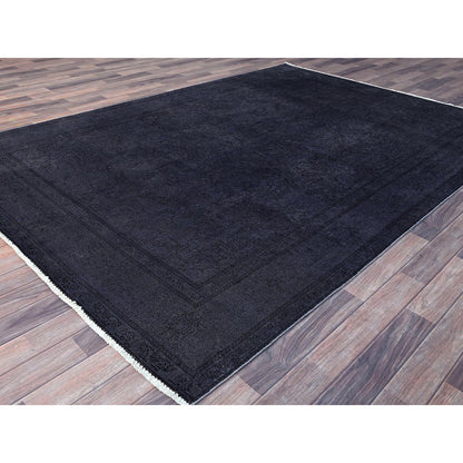 Overdyed & Vintage Wool Hand Knotted Rug Black Black 6.5X9.5 -O086936