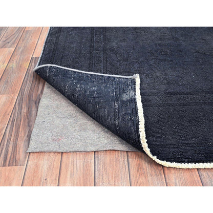 Overdyed & Vintage Wool Hand Knotted Rug Black Black 6.5X9.5 -O086936