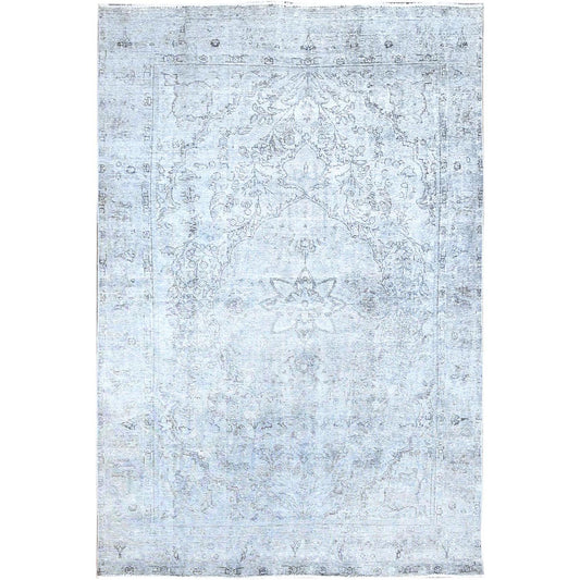 Overdyed & Vintage Wool Hand Knotted Rug Grey Gray 5.11X8.10 -O086937