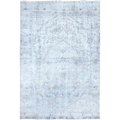 Overdyed & Vintage Wool Hand Knotted Rug Grey Gray 5.11X8.10 -O086937