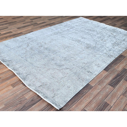 Overdyed & Vintage Wool Hand Knotted Rug Grey Gray 5.11X8.10 -O086937