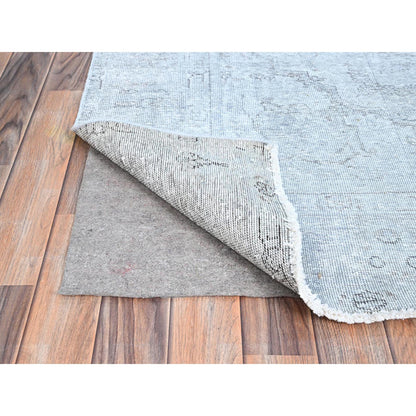 Overdyed & Vintage Wool Hand Knotted Rug Grey Gray 5.11X8.10 -O086937