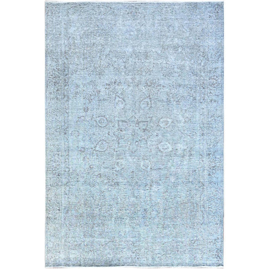 Overdyed & Vintage Wool Hand Knotted Rug Blue Blue 6.0X8.9 -O086938