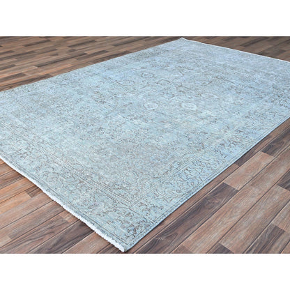 Overdyed & Vintage Wool Hand Knotted Rug Blue Blue 6.0X8.9 -O086938