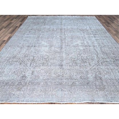 Overdyed & Vintage Wool Hand Knotted Rug Grey Gray 8.10X12.4 -O086940