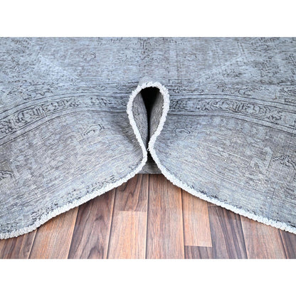 Overdyed & Vintage Wool Hand Knotted Rug Grey Gray 8.10X12.4 -O086940