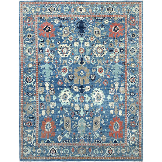 Overdyed & Vintage Wool Hand Knotted Rug Blue Blue 9.1X11.9 -O086944