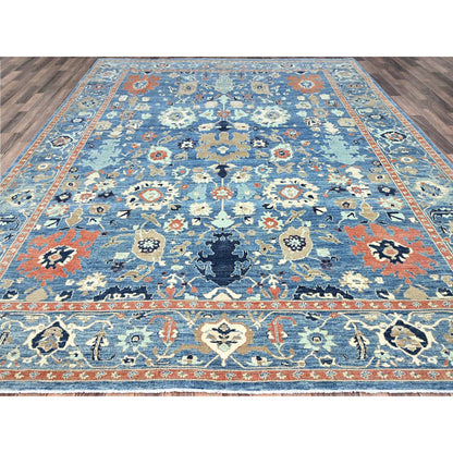 Overdyed & Vintage Wool Hand Knotted Rug Blue Blue 9.1X11.9 -O086944