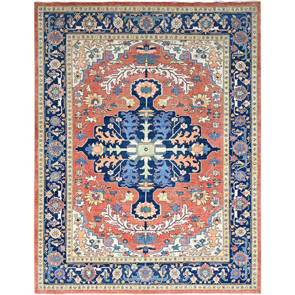 Heriz Wool Hand Knotted Rug Red Blue 9.2X11.9 -O086945