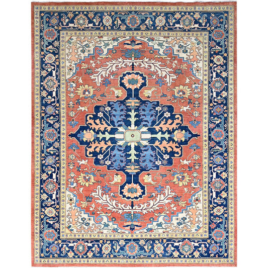 Heriz Wool Hand Knotted Rug Red Blue 9.2X11.9 -O086945