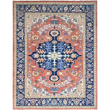 Heriz Wool Hand Knotted Rug Red Blue 9.2X11.9 -O086945