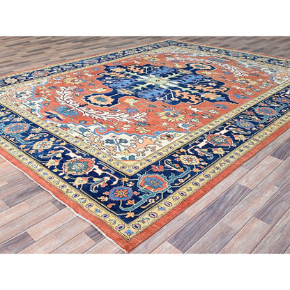 Heriz Wool Hand Knotted Rug Red Blue 9.2X11.9 -O086945