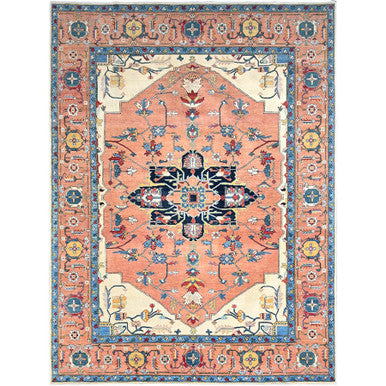 Heriz Wool Hand Knotted Rug Red Red 8.11X11.10 -O086952