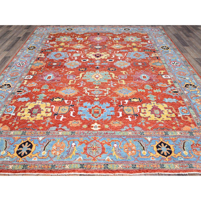 Heriz Wool Hand Knotted Rug Red Blue 8.0X10.0 -O086954