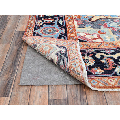Heriz Wool Hand Knotted Rug Pink Blue 9.2X11.8 -O086955