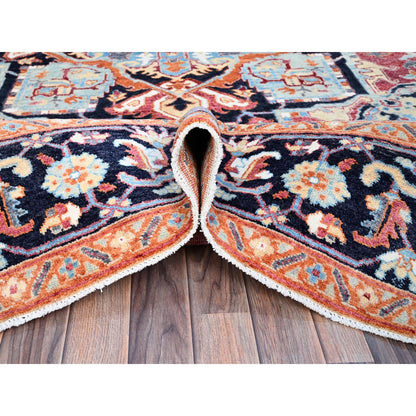 Heriz Wool Hand Knotted Rug Pink Blue 9.2X11.8 -O086955