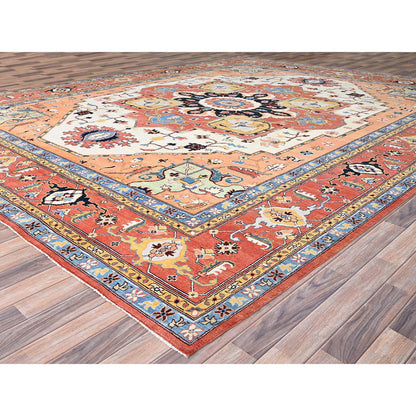 Heriz Wool Hand Knotted Rug Red Red 12.0X14.9 -O086958