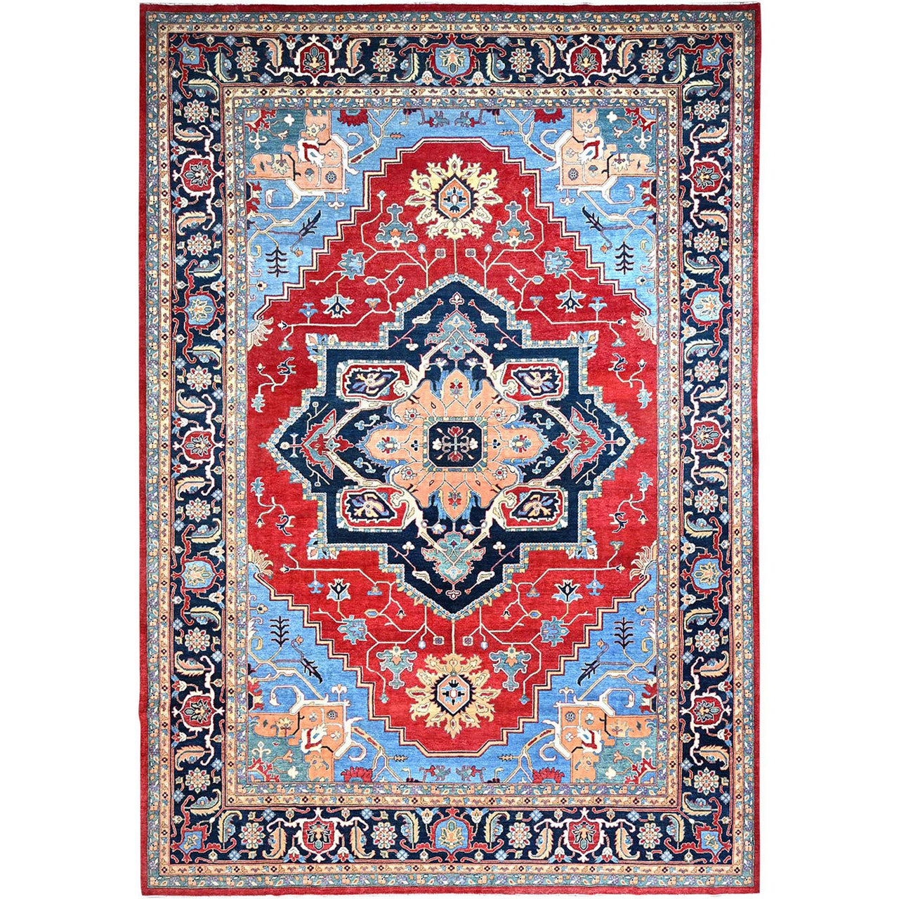 Red 12'0" x 17'2" Heriz Hand knotted Wool Rug - Sku: O086959