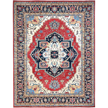 Heriz Wool Hand Knotted Rug Red Blue 12.1X15.9 -O086960