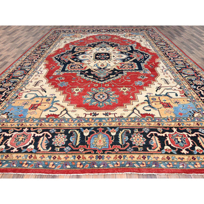 Heriz Wool Hand Knotted Rug Red Blue 12.1X15.9 -O086960