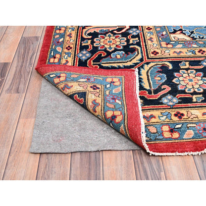 Heriz Wool Hand Knotted Rug Red Blue 12.1X15.9 -O086960