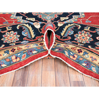 Heriz Wool Hand Knotted Rug Red Blue 12.1X15.9 -O086960