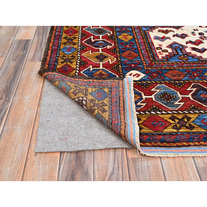 Tribal & Geometric Wool Hand Knotted Rug Ivory Red 8.4X9.3 -O086976