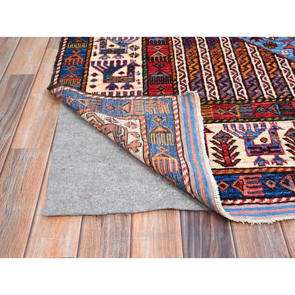 Tribal & Geometric Wool Hand Knotted Rug Blue Red 5.10X9.0 -O086981