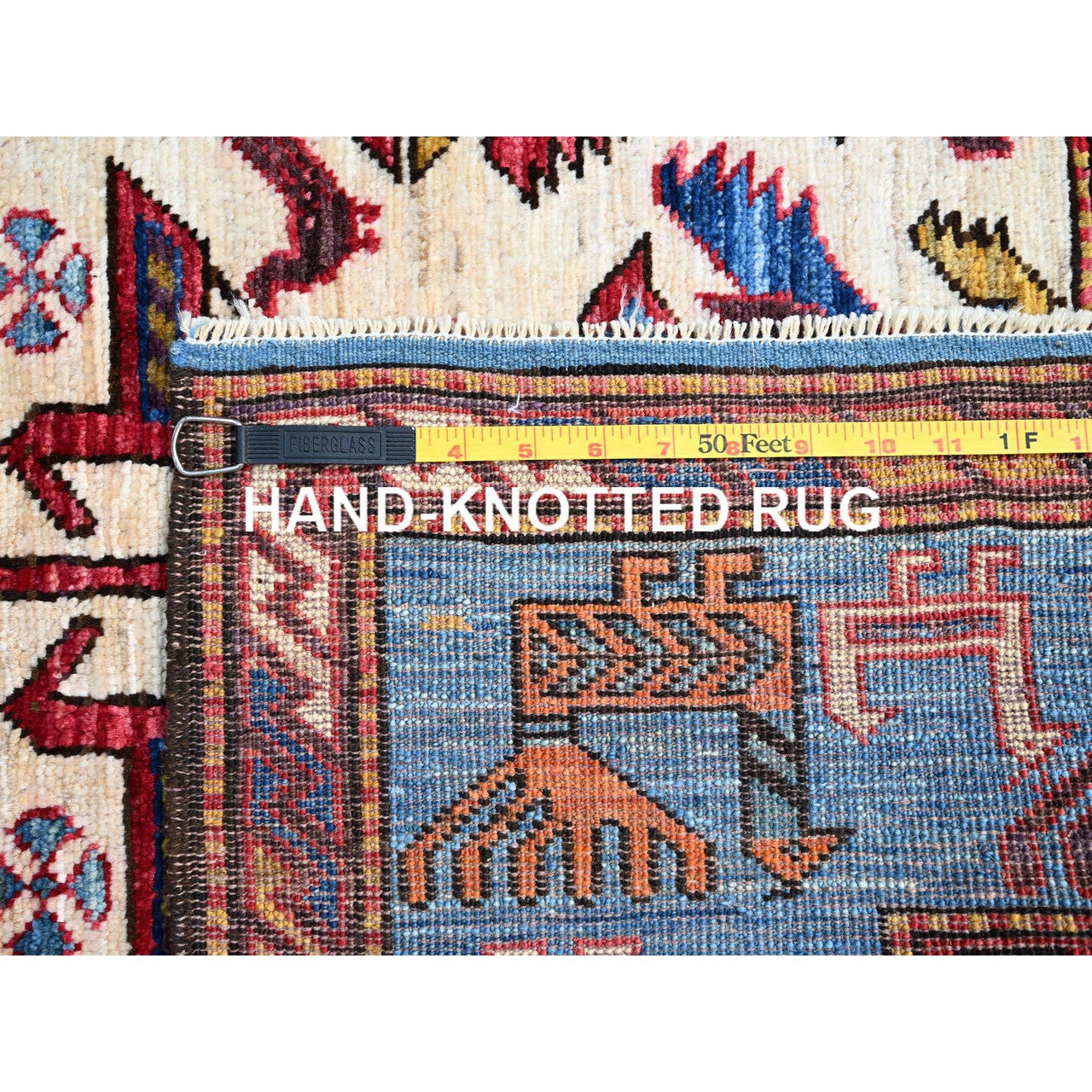 Ivory 5'11" x 7'8" Tribal & Geometric Hand knotted Wool Rug - Sku: O086983