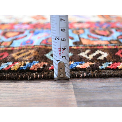 Tribal & Geometric Wool Hand Knotted Rug Ivory Blue 3.8X5.4 -O086988