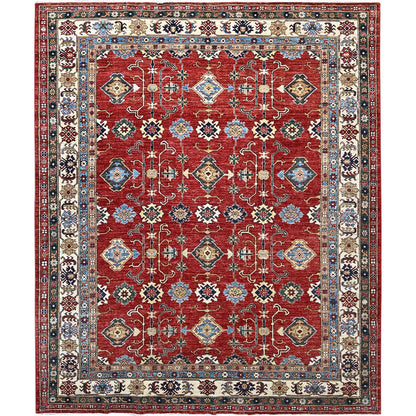 Kazak Wool Hand Knotted Rug Red Ivory 8.5X10.0 -O086995