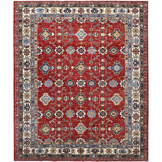 Kazak Wool Hand Knotted Rug Red Ivory 8.5X10.0 -O086995