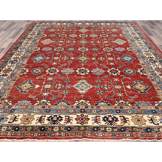 Kazak Wool Hand Knotted Rug Red Ivory 8.5X10.0 -O086995
