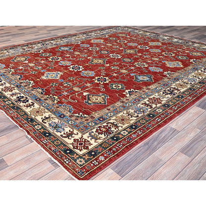 Kazak Wool Hand Knotted Rug Red Ivory 8.5X10.0 -O086995
