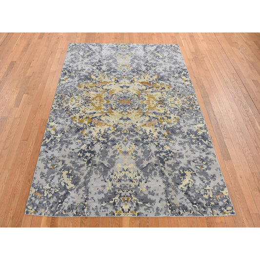 Modern and Contemporary Wool & Silk Hand Knotted Rug Grey No Border 6.1X8.10 -O087000
