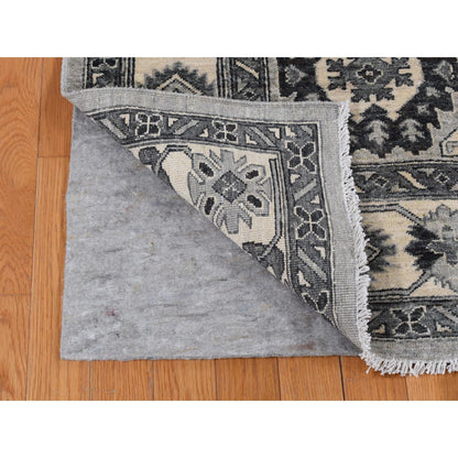 Tribal & Geometric Wool Hand Knotted Rug Grey Ivory 6.2X9.2 -O087001