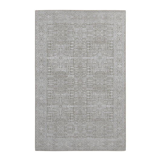 Modern and Contemporary Wool and Plant based Silk Hand Loomed Rug Grey Gray 5.9X9.0 -O087003